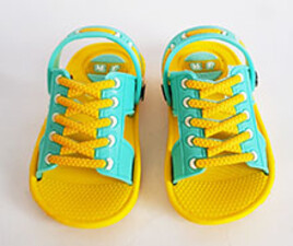 دمپایی بچه گانه طرح بندی (زرد-فیروزه ای)