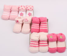 ست جوراب نوزادی حوله ای دو جفتی