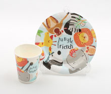 پیش دستی و لیوان 20 عددی حیوانات جنگل (تنوع طرح)