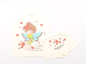 ست زیرپوش و شورت شیری رنگ (10-3 سال)