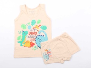 ست زیرپوش و شورت دایناسور کرم (تنوع سایز)