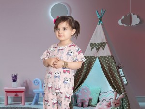 تیشرت و شلوار راحتی نوزادی دخترانه نخی bamshi