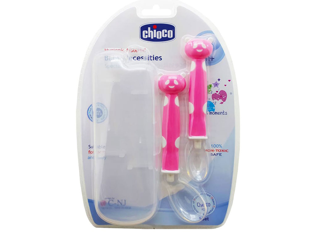 قاشق غذاخوری 2 عددی سیلیکونی chioco