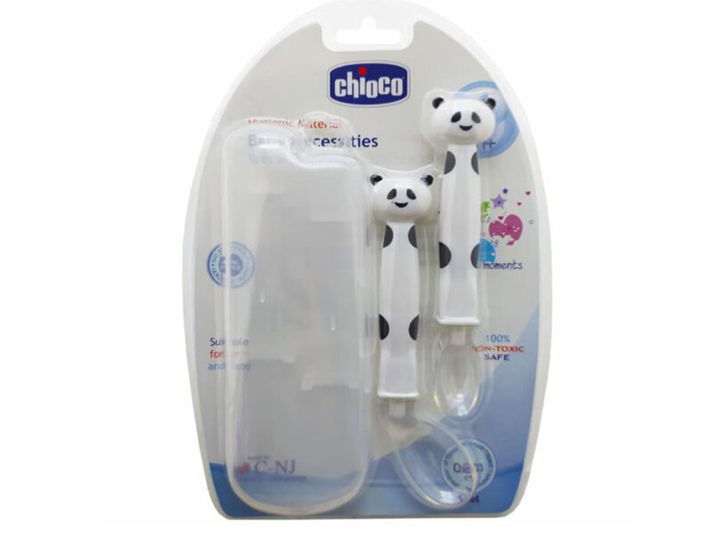 قاشق غذاخوری 2 عددی سیلیکونی chioco