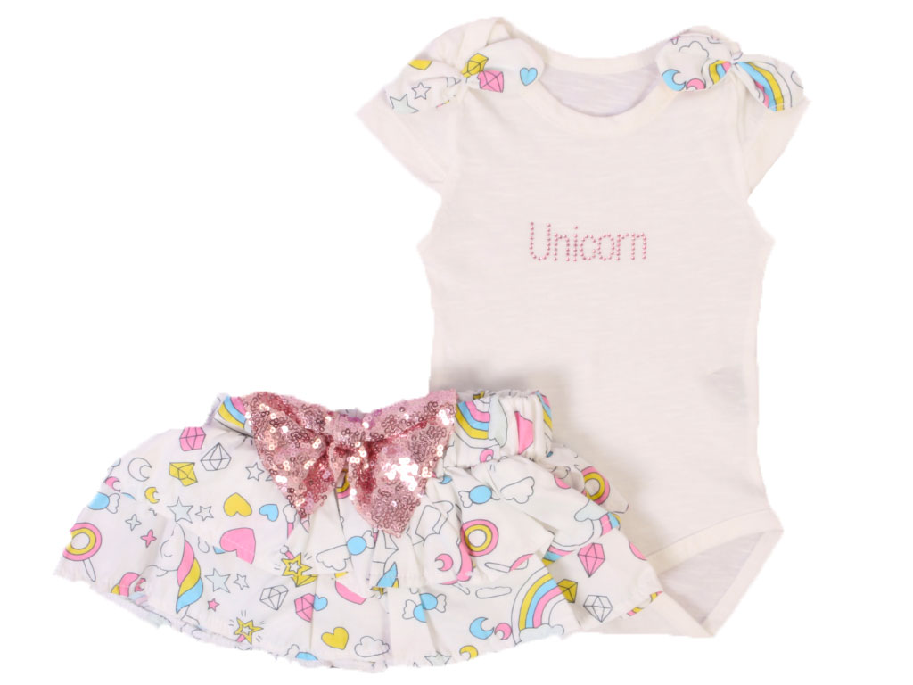 ست بادی و دامن شورتی نوزادی دخترانه cumino