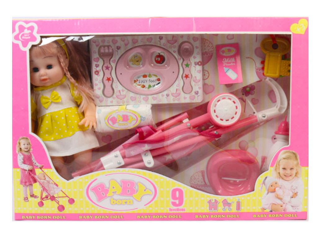 عروسک جیشی baby born همراه با کالسکه mv toys