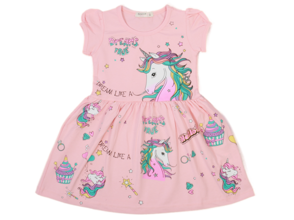 پیراهن دخترانه با طرح یونیکورن(اسب تک شاخ) breeze