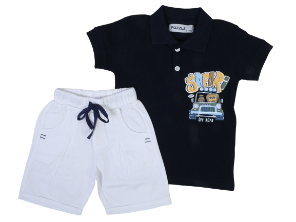 تیشرت و شلوارک  کتان پسرانه puzzle