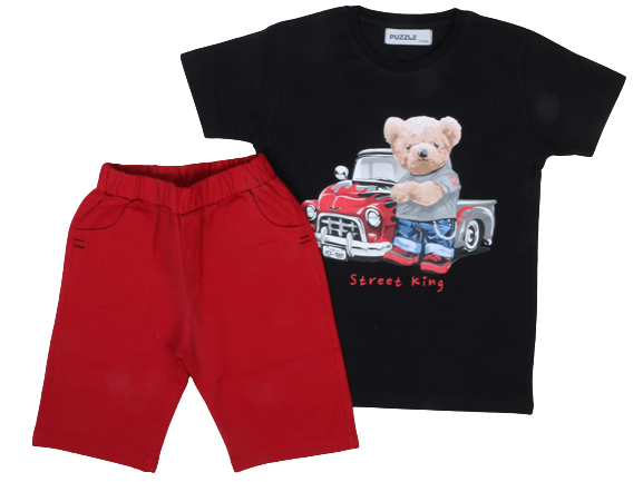 تیشرت و شلوارک کتان پسرانه puzzle