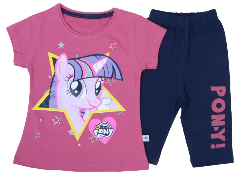 ست تیشرت و شلوارک دخترانه طرح پونی puzzle