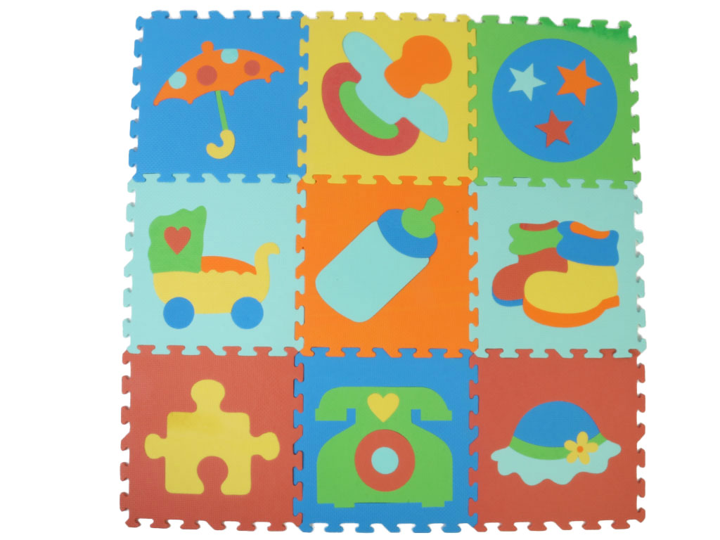 کفپوش پازلی 9  تکه طرح لوازم نوزاد