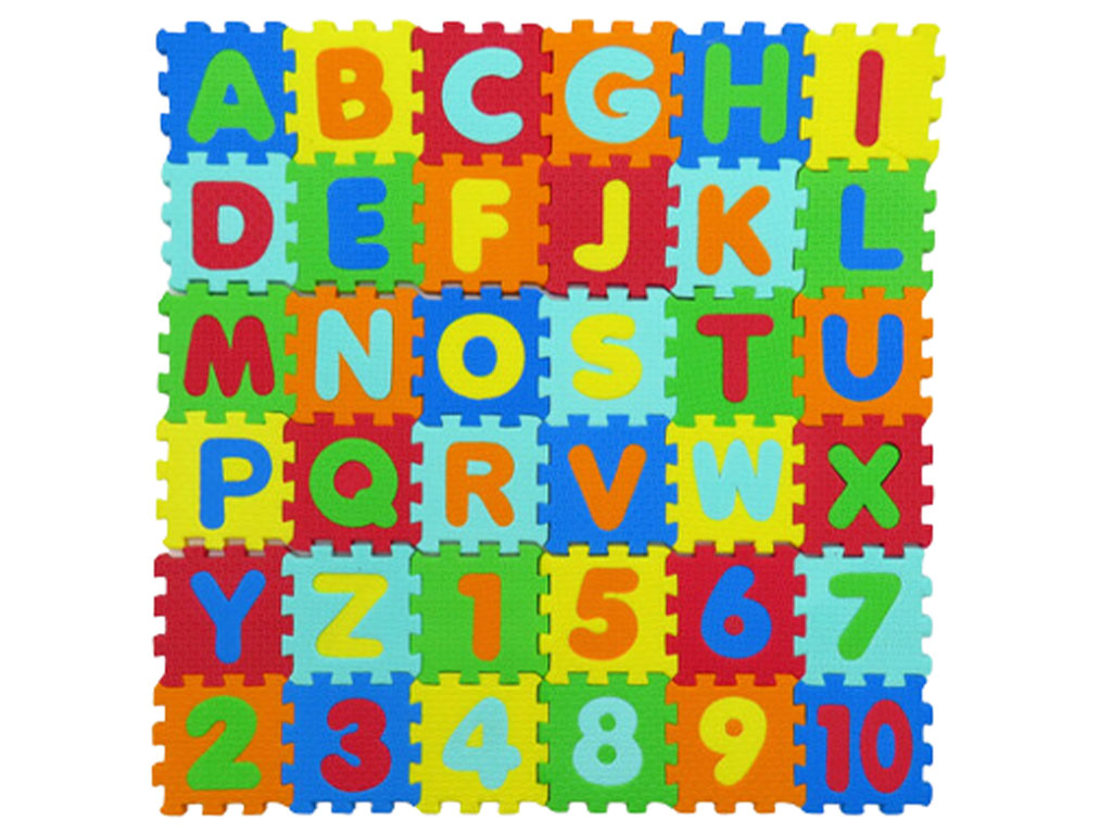 کفپوش پازلی اتاق کودک 36 تکه طرح حروف و اعداد انگلیسی