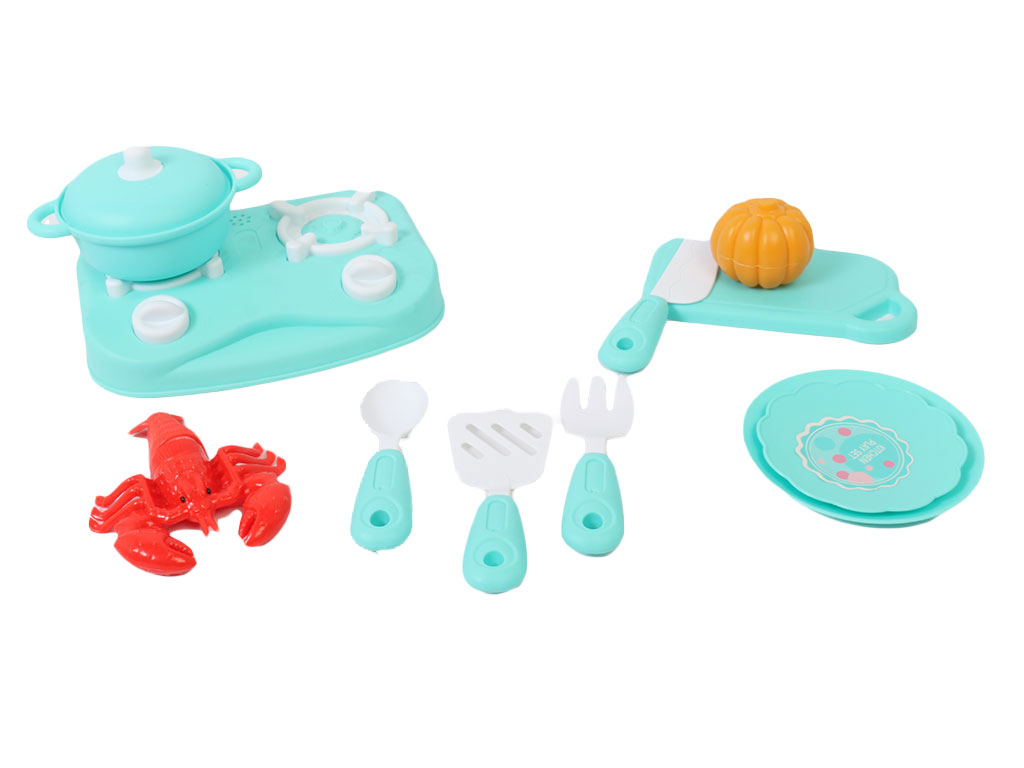 ست ظروف آشپزخانه و خرچنگ برشی 12 تکه اسباب بازی