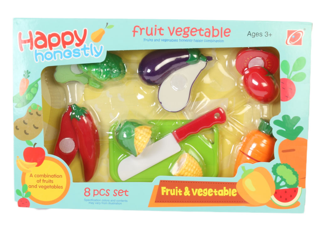 ست 8 تکه صیفی جات برشی با تخته و چاقو اسباب بازی