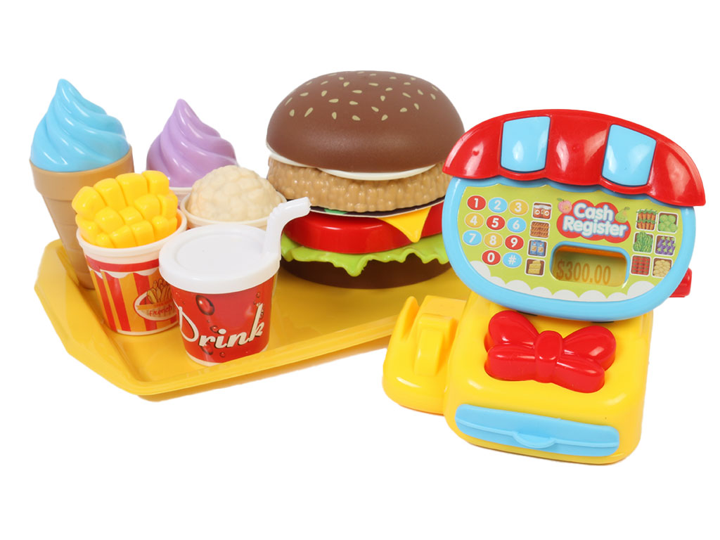 ست فست فود و بستنی با صندوق فروشگاهی اسباب بازی