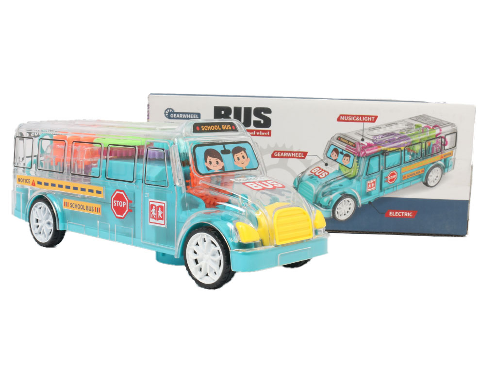 اتوبوس مدرسه چرخ دنده ای موزیکال و چراغدار اسباب بازی