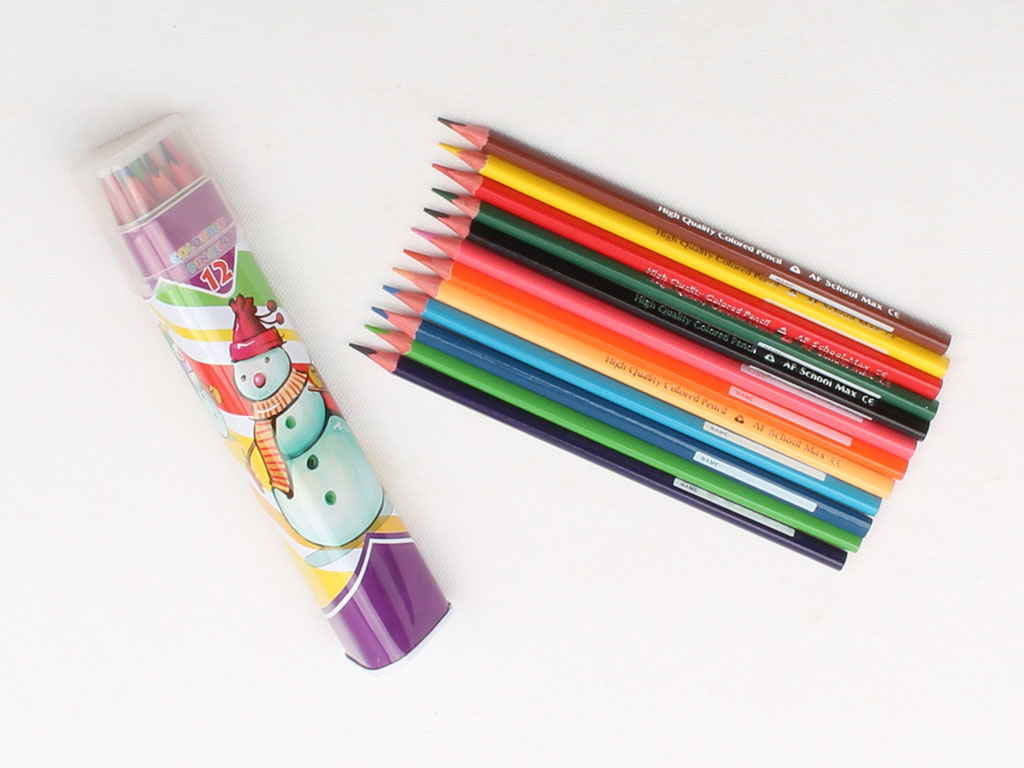 مداد رنگی 12 رنگ سه گوش لوله ای School Max