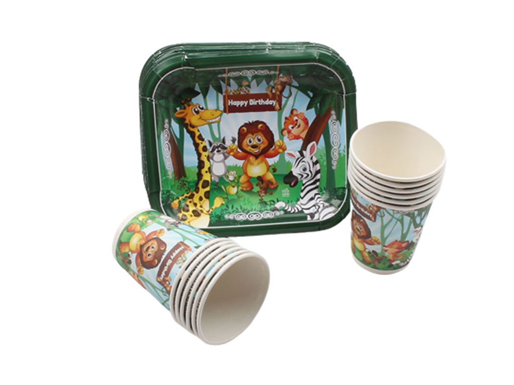 پیش دستی و لیوان 24 عددی تم حیوانات جنگل