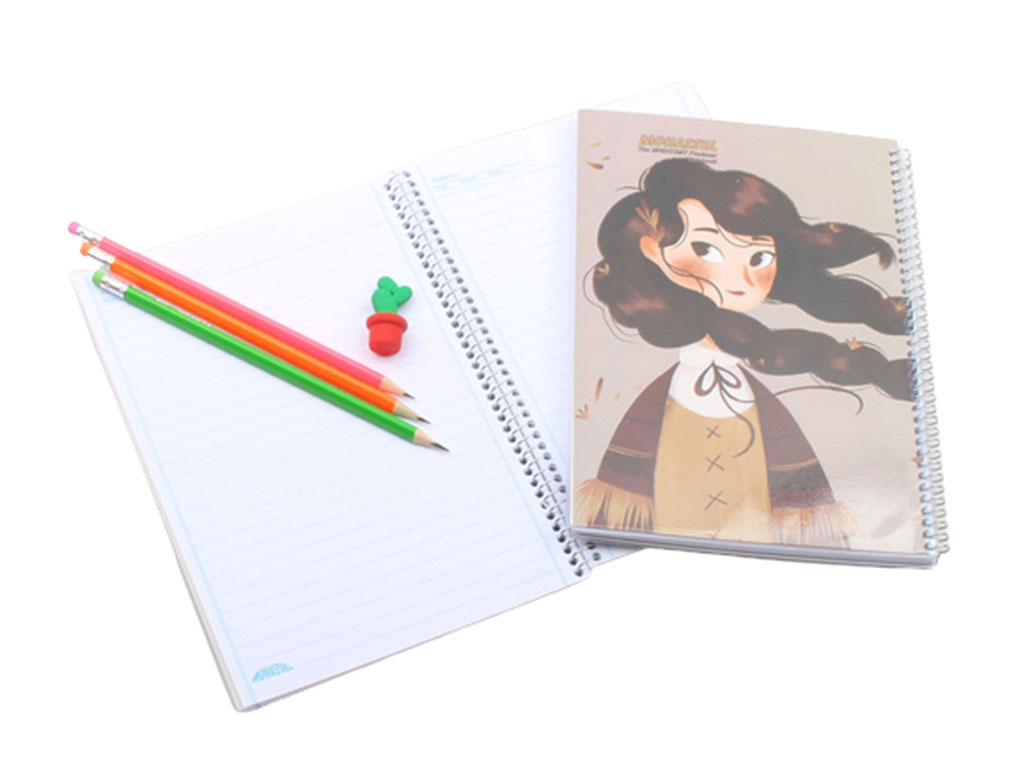 دفتر مشق سیمی 80 برگ جلد دار محصل(تنوع طرح)