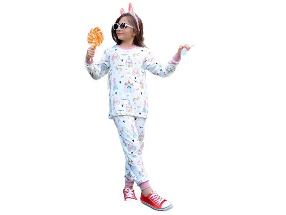 بلوز و شلوار راحتی دخترانه طرحدار کیدومکس kido max