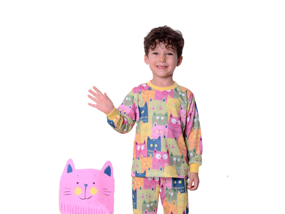 بلوز و شلوار راحتی بچگانه طرح گربه کیدومکس kido max