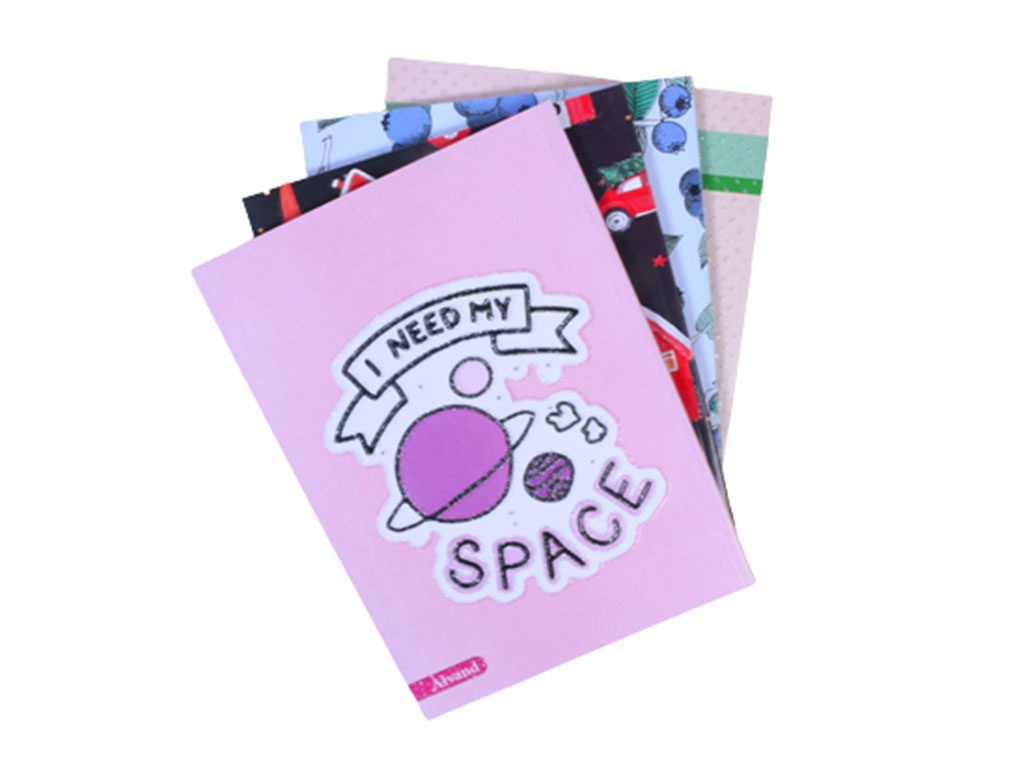 دفتر مشق چسبی 50 برگ با جلد گلاسه اکلیلی الوند