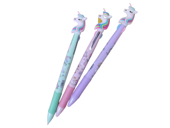 خودکار فشاری 3 رنگ طرح یونیکورن