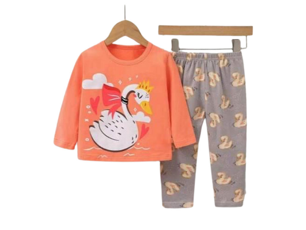 بلوز و شلوار راحتی دخترانه طرح قو