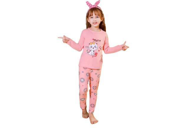 بلوز و شلوار راحتی دخترانه طرح گربه