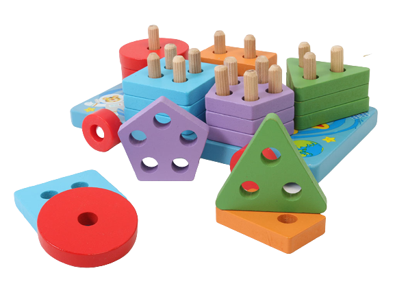 مونته سوری اشکال هندسی 5 ستونی چرخ دار چوبی