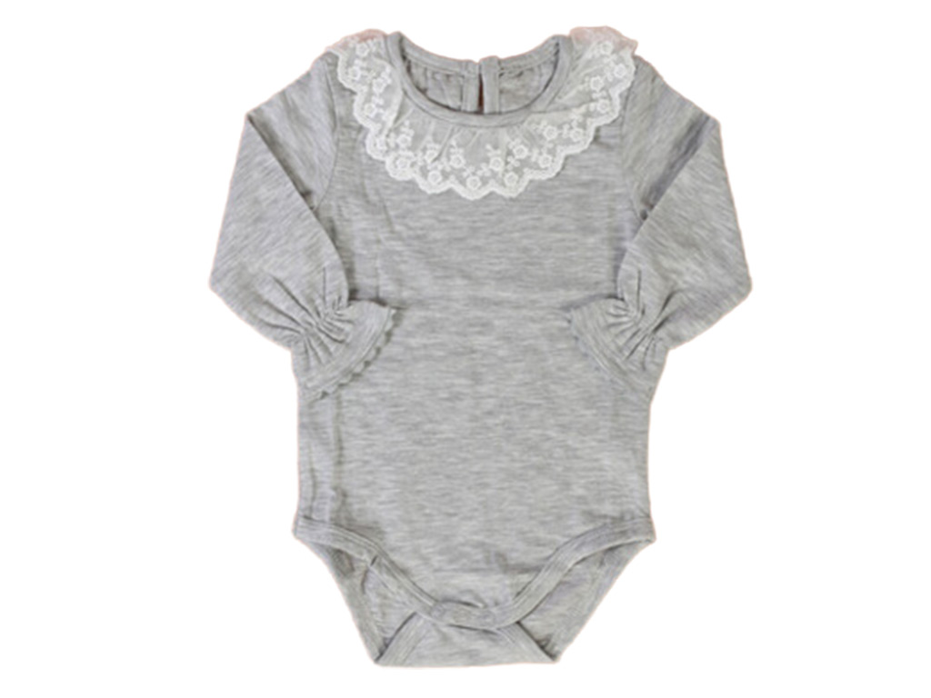 بادی زیرسارافونی دخترانه رنگ طوسی یقه گیپوری