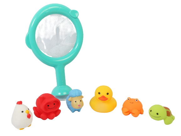 ست پوپت 6 عددی و توری ماهیگیری حمام نوزاد