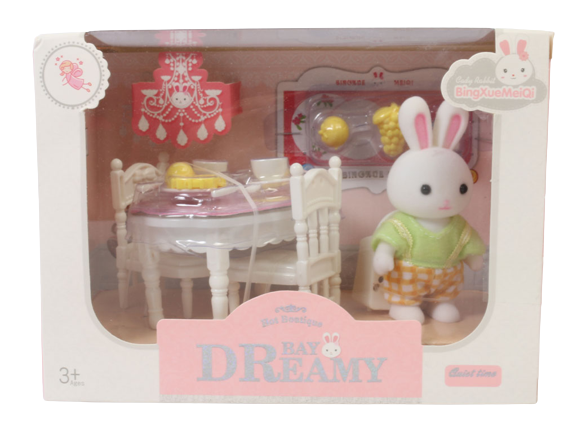 عروسک خرگوش کوچولوی فانتزی همراه با میز ناهار خوری اسباب بازی