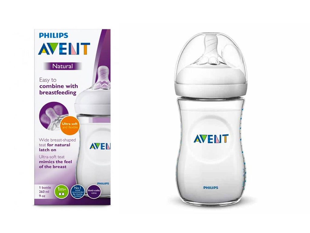 شیشه شیر ضد نفخ نوزادی مدل نچرال فیلیپس اونت philips avent
