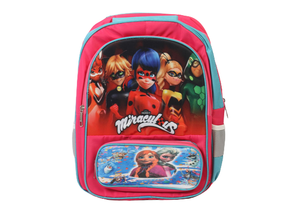 کوله پشتی دخترانه فانتزی طرح فروزن و دختر کفشدوزکی