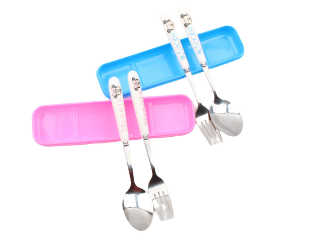 ست قاشق و چنگال کودک دسته سرامیکی میکی موس و مینی موس