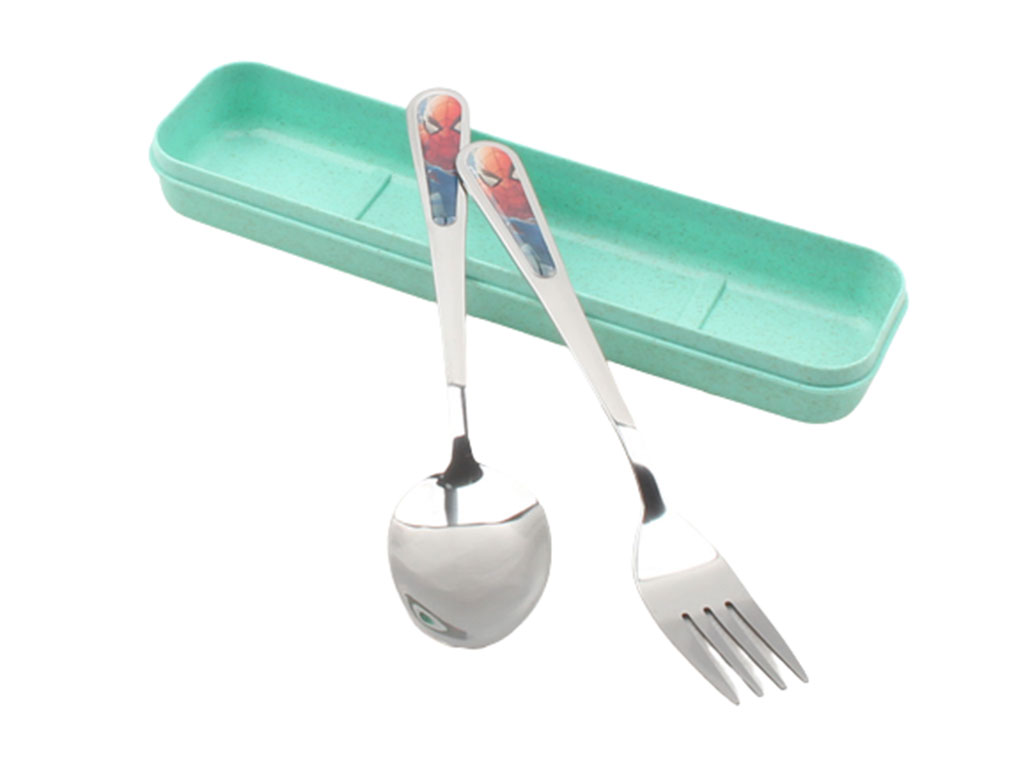 ست قاشق و چنگال پسرانه استیل مرد عنکبوتی