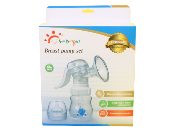 شیردوش دستی مدل پمپی همراه با شیشه شیر 160 میلی لیتری سان دلایت sun delight