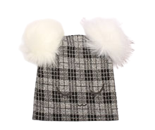 کلاه نخی چهارخانه طوسی (دارای سایز بندی)