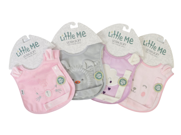 پیشبند نوزادی دخترانه با بند پستانک دکمه ای لیتل می little me