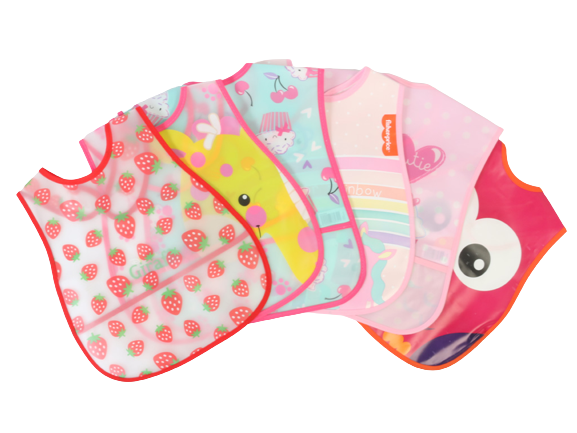 پیشبند نوزادی دخترانه طرحدار و جیب دار