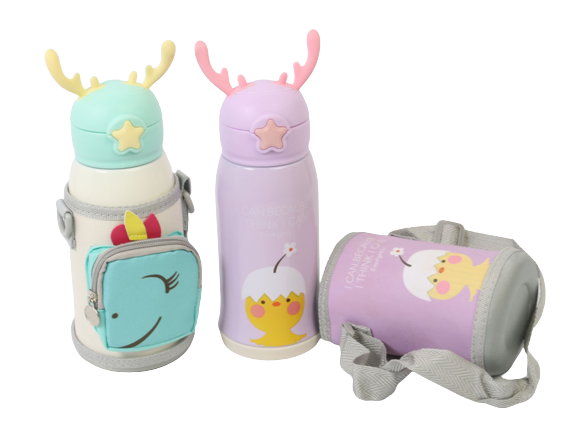 فلاسک دو کاره نوزادی با سری قمقمه نی دار همراه با کیف و ظرفیت 550 میلی لیتر