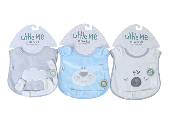 پیشبند نوزادی پسرانه با بند پستانک دکمه ای لیتل می little me