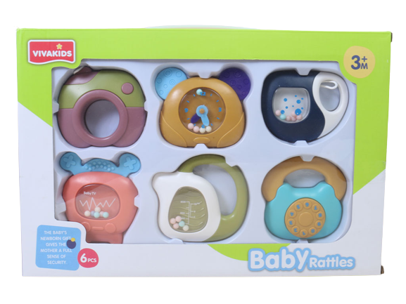 ست جغجغه و دندانگیر نوزادی 6 عددی ویوا کیدز viva kids