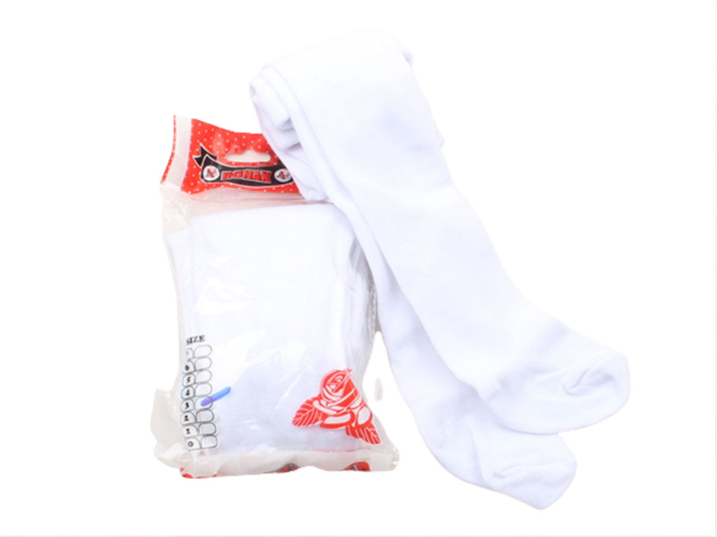 جوراب شلواری ساده سفید رنگ