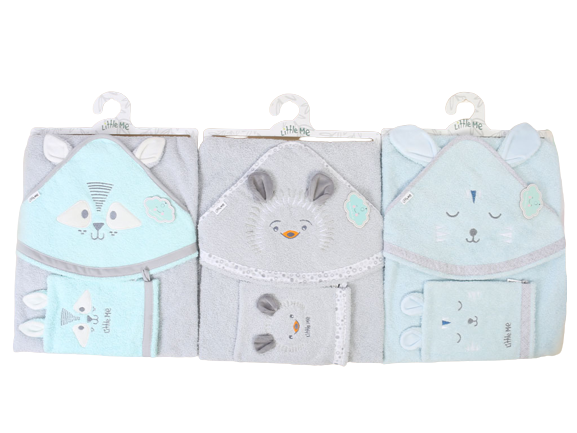 ست حوله کلاهدار و لیف نوزادی پسرانه لیتل می little me
