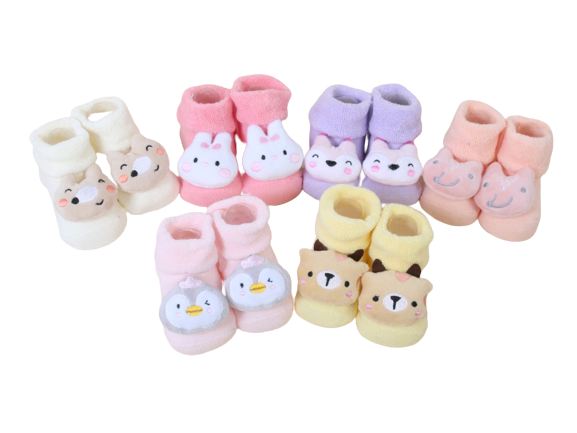 جوراب عروسک دار جغجغه ای نوزادی دخترانه