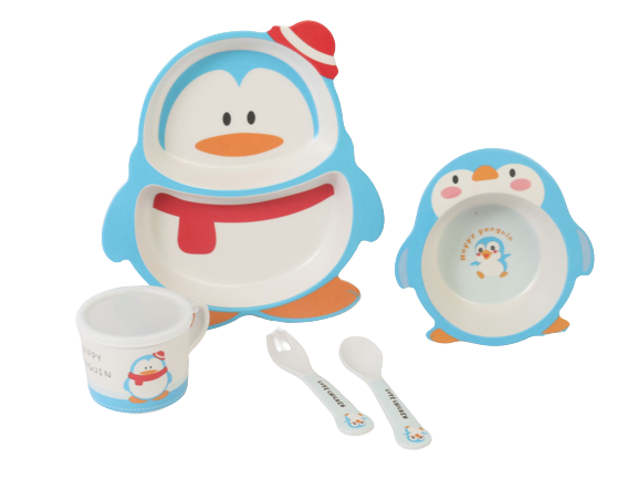 ست ظروف غذا خوری نوزاد و کودک 5 تکه بامبو اکو eco