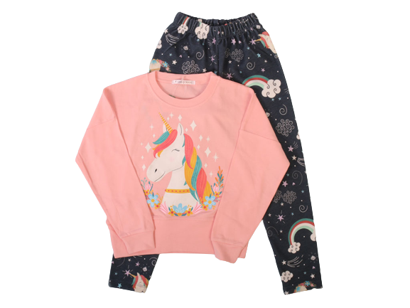 بلوز کراپ و شلوار راحتی دخترانه اسب تک شاخ کیدومکس kido max