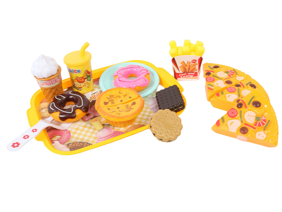 ست فست فود و دسر برشی 14 تکه اسباب بازی